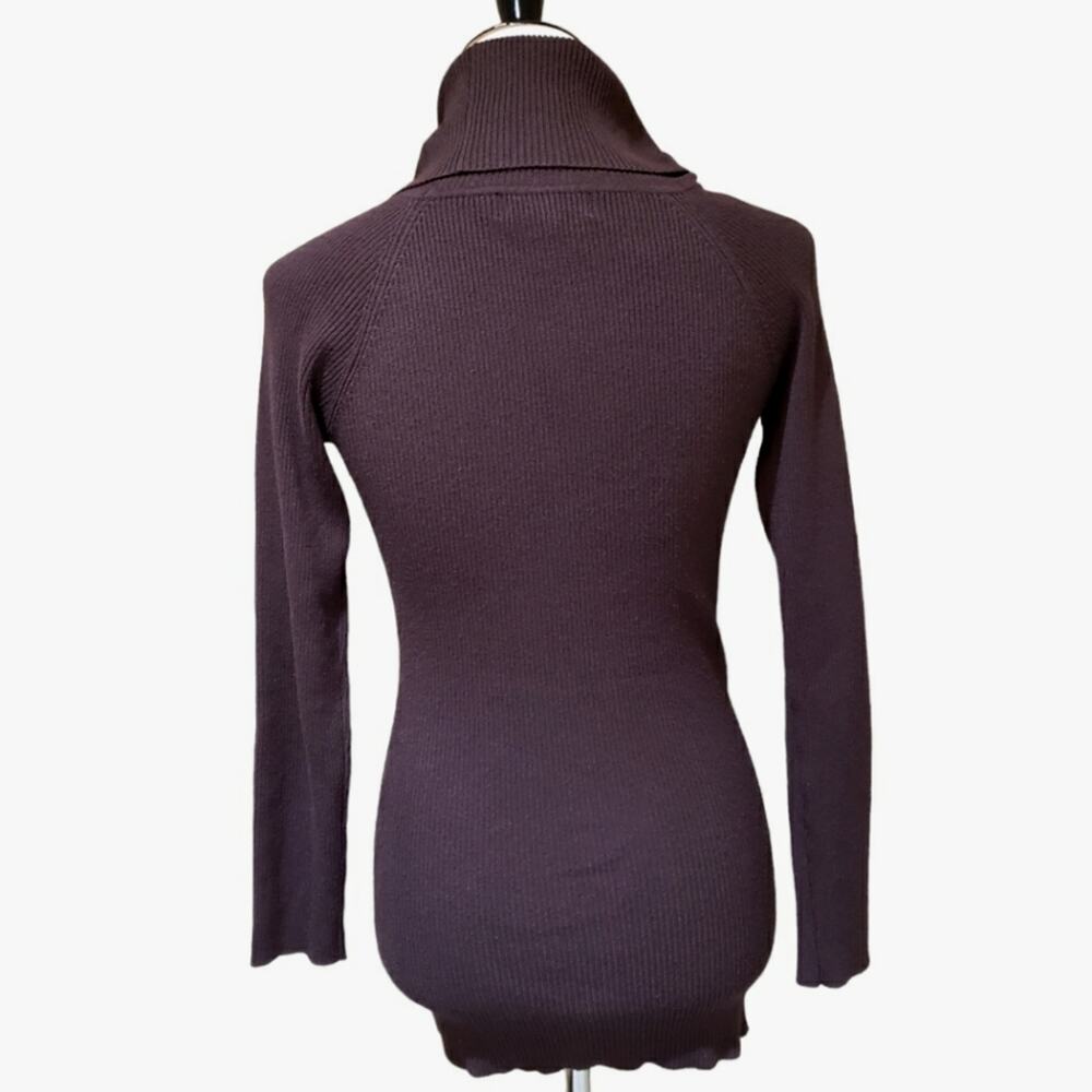 Vintage Y2K Ribbed Turtleneck Drape Neck - Picture 3 of 5